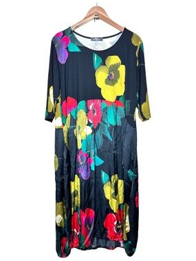 Alembika Arsty Floral Midi Dress Bubble Hem Size XS/Small (0) Multicolor Blooms